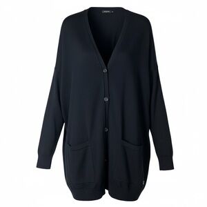 Kit and Ace 100% Merino Wool Oversized Button Front Cardigan Black XS/S